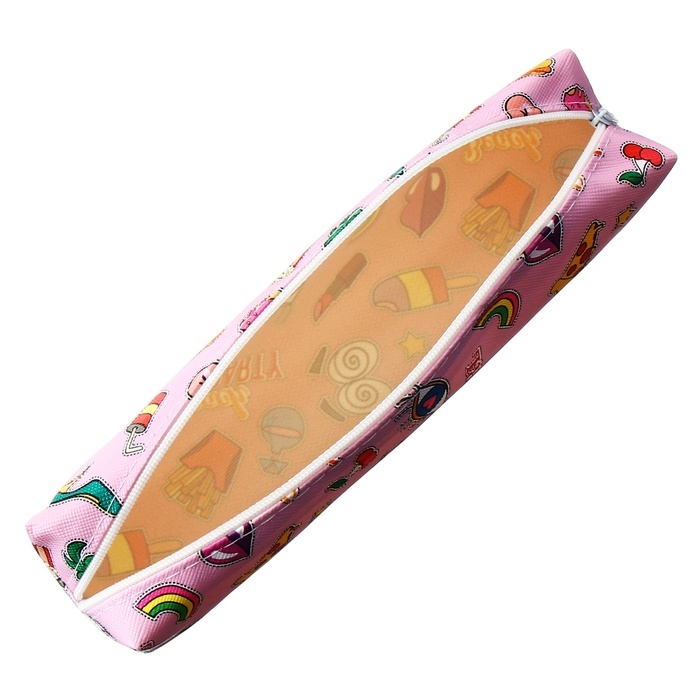 Пенал школьный на молнии Calligrata "Стикеры", розовый