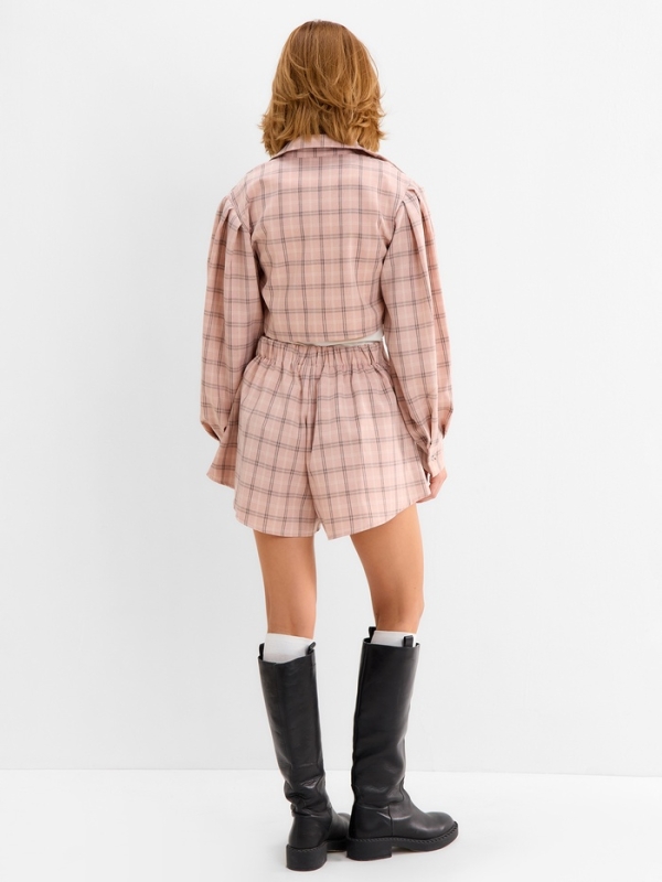 Комплект женский (блузка, шорты) MINAKU: Casual Collection цвет розовый клетка, размер 44