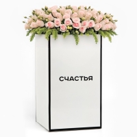 Переноска для цветов с вкладышем для фиксации, &laquo;Счастье&raquo;, белый, 35 х 20 х 20 см