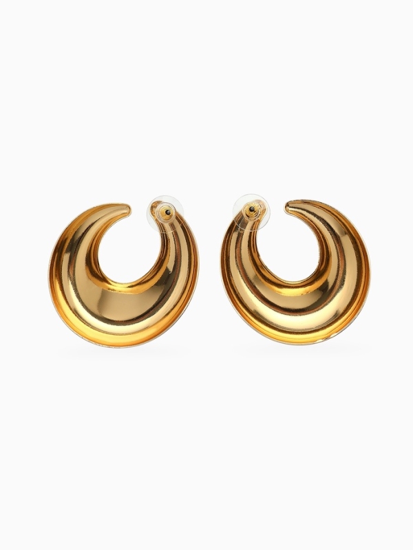 Серьги металл &laquo;Кольца&raquo; полумесяц, цвет золото