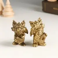 Фигурка полистоун &laquo;Бронзовый дракоша с подарками&raquo;, 4&times;3&times;5 см, МИКС