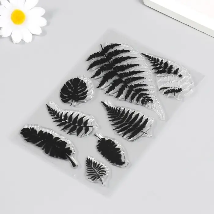 Штамп для творчества силикон "Листья папоротников и монстеры" 16х11 см