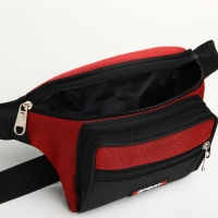 Сумка поясная на молнии, 3 наружных кармана, цвет красный/чёрный Сумка поясная на молнии, 3 наружных кармана, цвет красный/чёрный