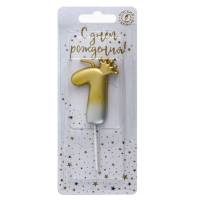 Свеча в торт &laquo;С короной&raquo;, цифра 1, золото - серебро