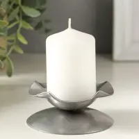 Подсвечник "Кувшинка Н" металл 7,3х3,5 см, серебро