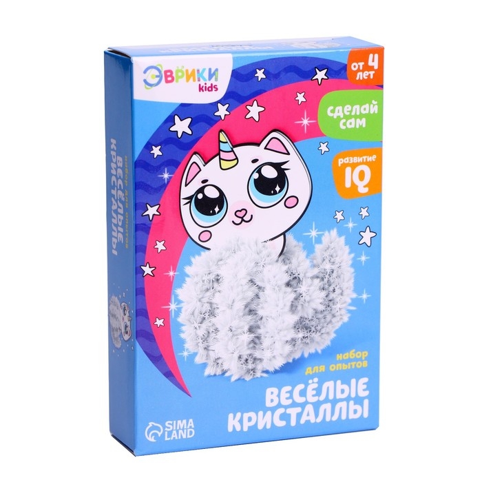 Набор для выращивания кристалла «Опыты. Веселые кристаллы», котик-единорог Набор для выращивания кристалла «Опыты. Веселые кристаллы», котик-единорог