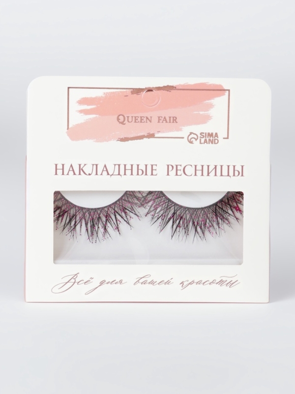 Ресницы накладные блестящие розовые пластик к/короб QF
