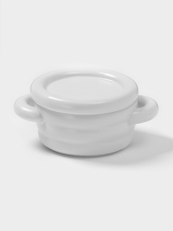 Горшочек для запекания Доляна &laquo;Зефир&raquo;, 250 мл, 15&times;10,5&times;6,3 см, с ручками, с крышкой, керамика, белый