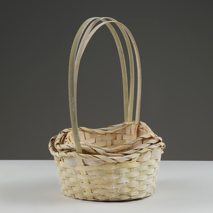 Набор корзин, 19х7,5х9,5/31 см, 22х9х11/34 см, 24х9х11,5/35 см, 3 шт, жёлтые, бамбук