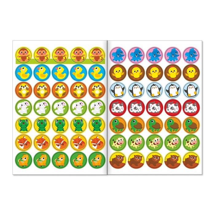 Наклейки-кружочки набор &laquo;Знакомимся с животными&raquo;, 3 шт. по 16 стр.