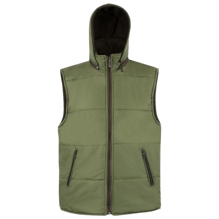 Жилет утепленный на молнии с капюшоном, ткань дюспо, цвет хаки, р 48-50 Жилет утепленный на молнии с капюшоном, ткань дюспо, цвет хаки, р 48-50