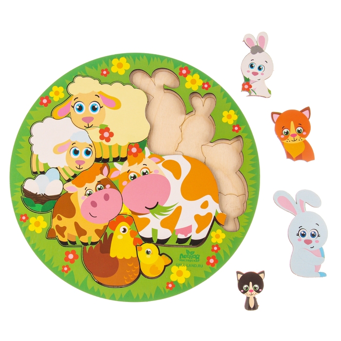 Головоломка логическая &laquo;Животные и детёныши&raquo;, d=20 см