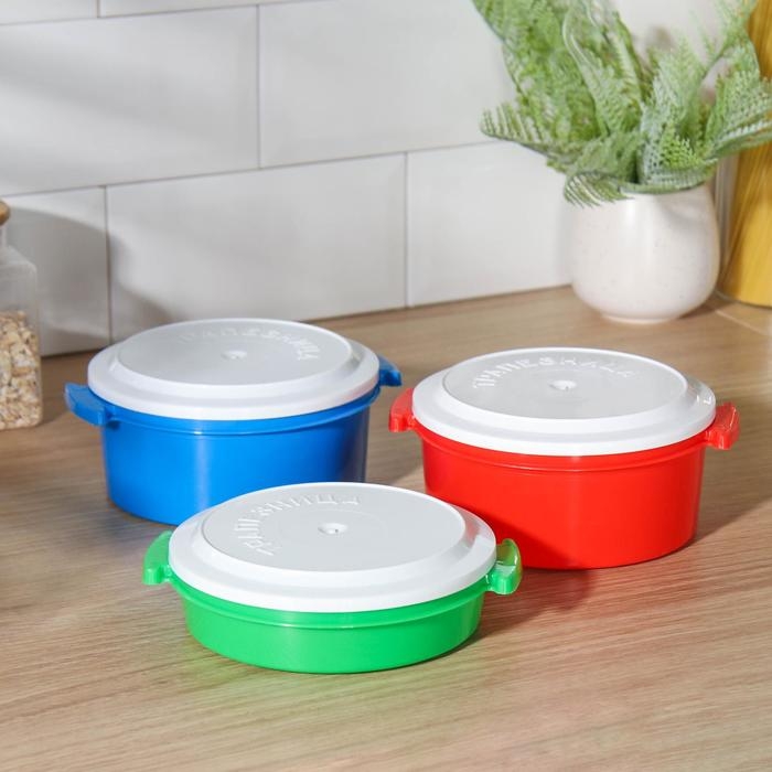 Набор пищевых контейнеров «Трапезница», 3 шт: 0,6 л,1 л, 1 л, цвет микс Набор пищевых контейнеров «Трапезница», 3 шт: 0,6 л,1 л, 1 л, цвет микс