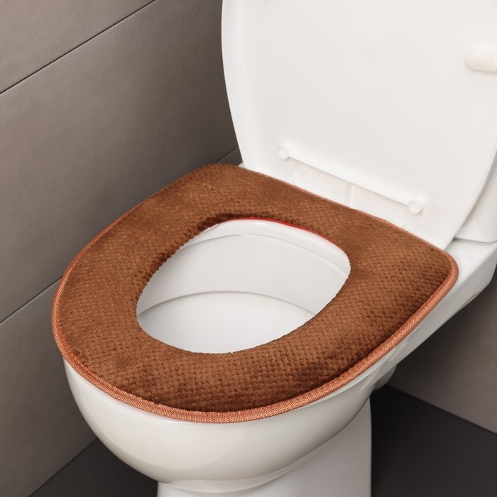 Чехол на сиденье для унитаза на липучках Доляна &laquo;Плюш&raquo;, 34&times;40 см, цвет МИКС