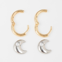 Серьги со съёмным элементом &laquo;Трансформер&raquo; луна, цвет золото с серебром