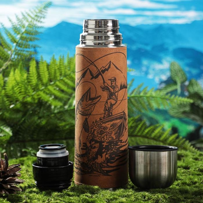 Набор &laquo;Русская рыбалка&raquo;, термос 500 мл, кружка 2 шт