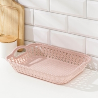 Поднос пластиковый прямоугольный Доляна &laquo;Плетение&raquo;, 32&times;23&times;5 см, цвет МИКС