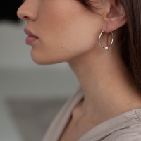 Серьги-кольца &laquo;Жемчуг&raquo;, d=2,6 см, посеребрение, цвет белый