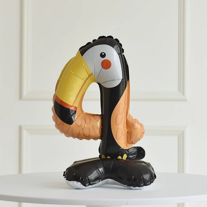 Шар фольгированный 24" &laquo;Цифра 4&raquo; на подставке, тукан