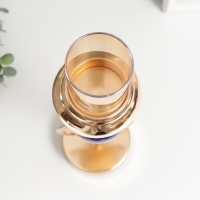 Подсвечник металл на 1 свечу "Спираль. Синий мраморный элемент" золото 38х10х10 см