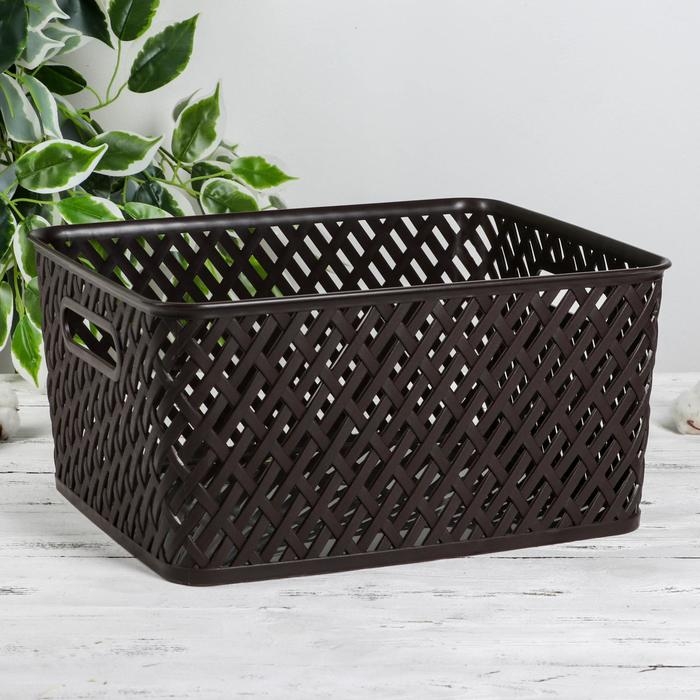 Корзина для хранения «Плетёнка», 35×29×17,5 см, цвет коричневый Корзина для хранения «Плетёнка», 35×29×17,5 см, цвет коричневый