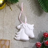 Новый год! Набор ёлочных украшений под раскраску 4 шт. &laquo;Единороги&raquo; с подвесом, кисть