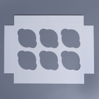 Коробка для капкейков, кондитерская упаковка с окном, 6 ячеек &laquo;Зелёный паттерн&raquo;, 25 х 17 х 10 см