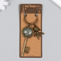 Брелок металл, стекло "Рыбка и ключ с восточным рисунком" бронза 10 см