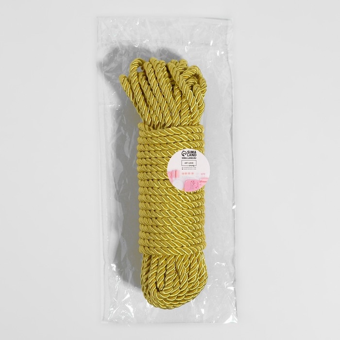 Шнур витой, d = 5 мм, 10 &plusmn; 1 м, цвет золотой