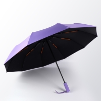Зонт автоматический &laquo;Однотон&raquo;, 3 сложения, 10 спиц, R = 51/58 см, D = 116 см, цвет фиолетовый