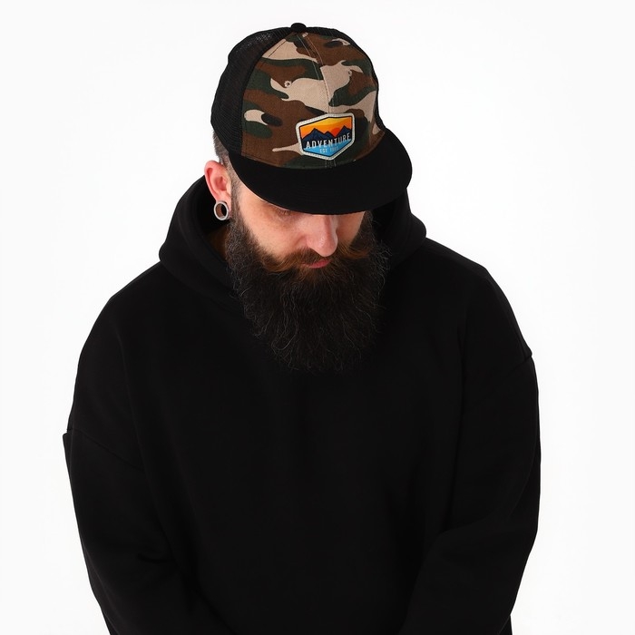 Кепка мужская с прямым козырьком Adventure, сетка, р-р 56 Кепка мужская с прямым козырьком Adventure, сетка, р-р 56