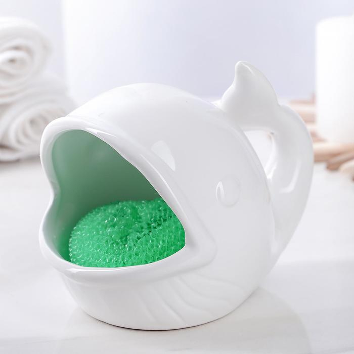 Подставка для губки &laquo;Кит&raquo;, цвет белый