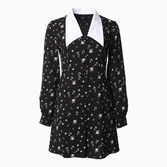 Платье женское с воротником MIST р. 46, черный Платье женское с воротником MIST р. 46, черный