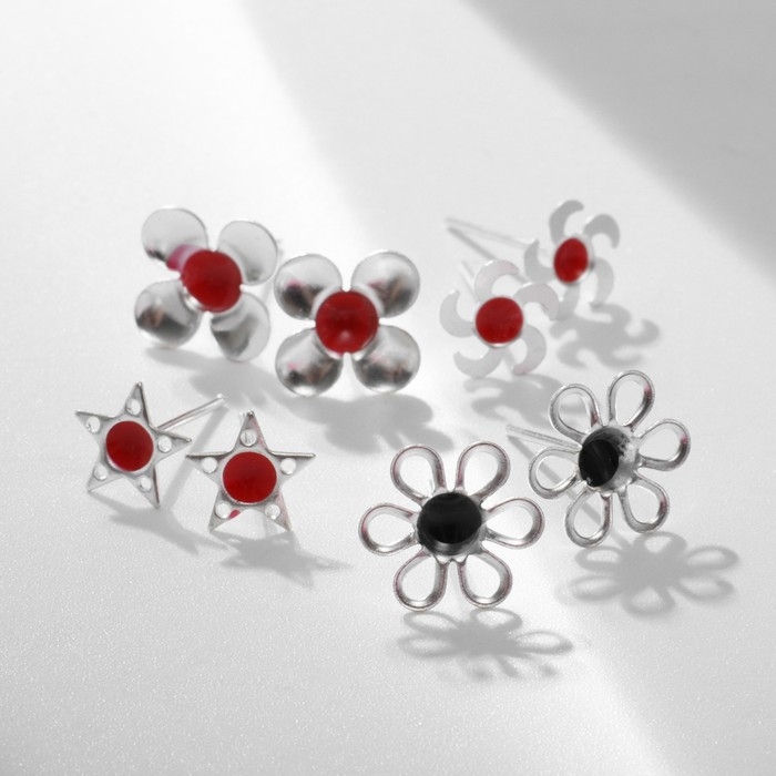 Пусеты в коробке 36 пар &laquo;Рисунки&raquo; искры, цвет МИКС в серебре