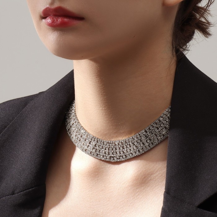 Колье «Лёд», 9 рядов, цвет белый в серебре, 35см Колье «Лёд», 9 рядов, цвет белый в серебре, 35см