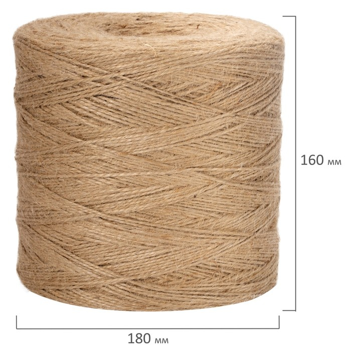 Шпагат джутовый банковский BRAUBERG, длина 1200 метров, диаметр 1.8 мм, полированный Шпагат джутовый банковский BRAUBERG, длина 1200 метров, диаметр 1.8 мм, полированный
