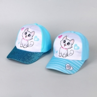 Кепка детская для девочки «Котик», р-р. 52-54 см, 5-7 лет, МИКС Кепка детская для девочки «Котик», р-р. 52-54 см, 5-7 лет, МИКС