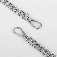 Ручка для сумки, с плоскими цепочками и карабинами, 120 &times; 3 см, цвет бежевый/серебряный