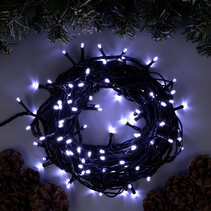 Гирлянда «Нить» 10 м, IP44, тёмная нить, 100 LED, свечение белое, 8 режимов, 220 В Гирлянда «Нить» 10 м, IP44, тёмная нить, 100 LED, свечение белое, 8 режимов, 220 В