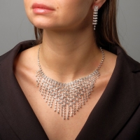 Набор 2 предмета: серьги, колье &laquo;Искры&raquo; прямоугольники, цвет белый в серебре, 30 см