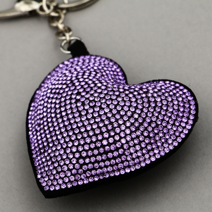 Мягкая игрушка &laquo;Сердце&raquo; со стразами, на брелоке, 7 см, цвет сиреневый