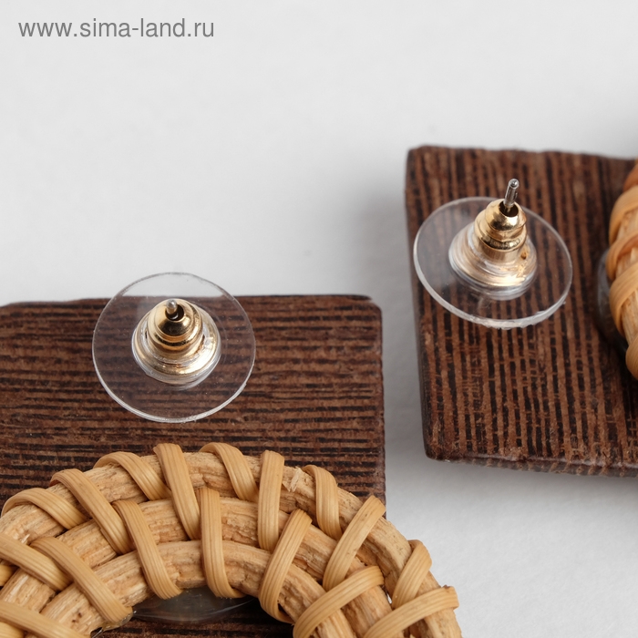 Серьги &laquo;Ваканда&raquo; кольцо в квадрате, цвет бежево-коричневый