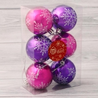 Набор шаров пластик d-6 см, 6 шт "Снежная феерия" сиреневый фиолетовый Набор шаров пластик d-6 см, 6 шт "Снежная феерия" сиреневый фиолетовый