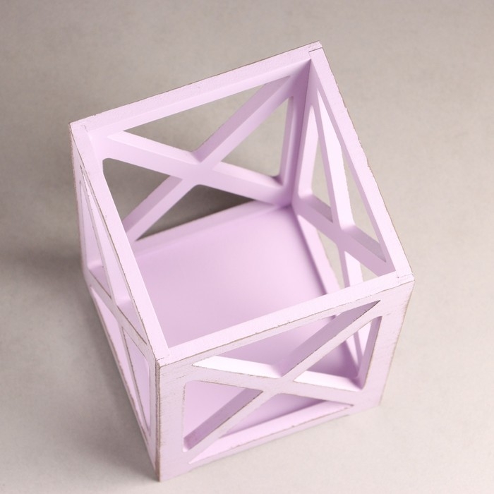 Кашпо деревянное 14&times;14&times;26 см "Фонарь Хай-тек Прованс", Сиреневый