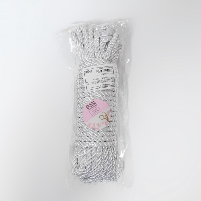 Шнур витой, d = 5 мм, 10 &plusmn; 1 м, цвет серебряный