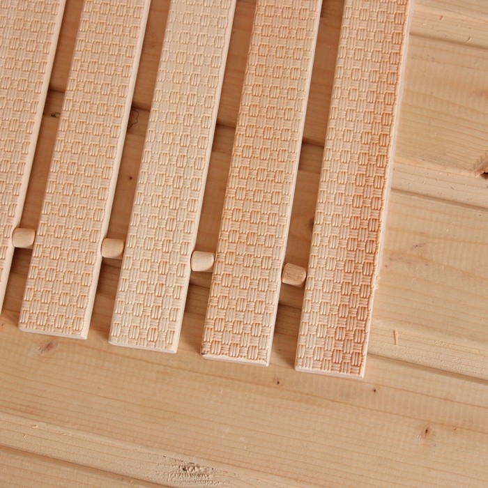 Коврик- сидушка для бани из липы, тиснение Плетёнка, 42х35х1 см