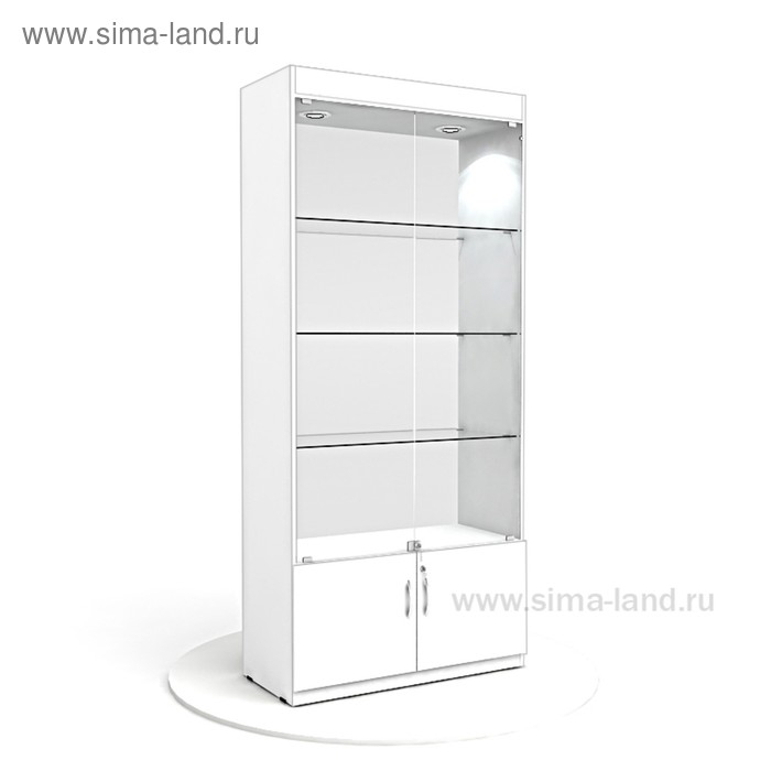 Витрина из ЛДСП 2000&times;900&times;400, цвет белый, стенка стекло