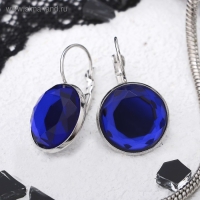 Серьги со стразами «Яркая классика» в обрамлении, цвет тёмно-синий в серебре, d=1,6 см Серьги со стразами «Яркая классика» в обрамлении, цвет тёмно-синий в серебре, d=1,6 см