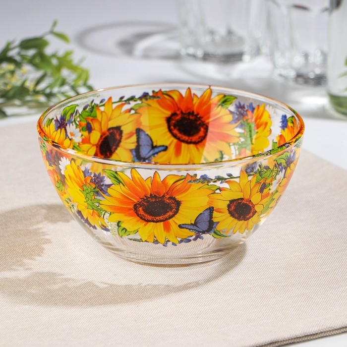 Салатник &laquo;Подсолнух&raquo;, стеклянный, средний, 700 мл