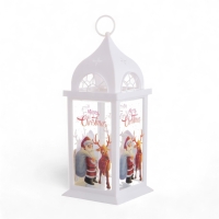 Светильник &laquo;Санта Клаус с оленем&raquo; 3хААА белый 14,2х14,2х34см МОДЕЛЬ: 18